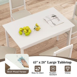 5-Piece Dining Set for 4 with Rubber Wood Legs for Small Dining Room-Beige