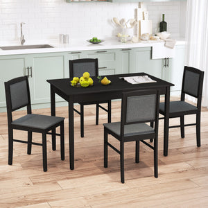 5-Piece Dining Set for 4 with Rubber Wood Legs for Small Dining Room-Gray
