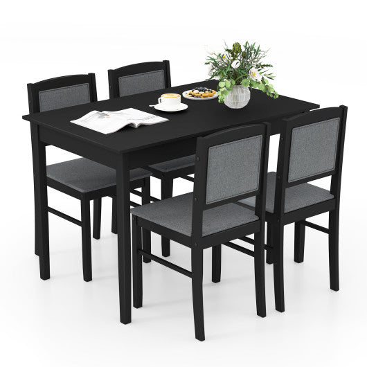 5-Piece Dining Set for 4 with Rubber Wood Legs for Small Dining Room-Gray