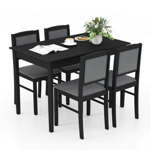 5-Piece Dining Set for 4 with Rubber Wood Legs for Small Dining Room-Gray