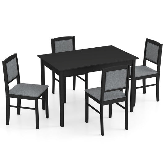 5-Piece Dining Set for 4 with Rubber Wood Legs for Small Dining Room-Gray