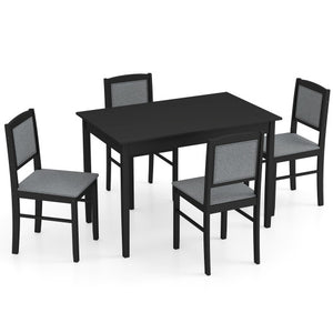 5-Piece Dining Set for 4 with Rubber Wood Legs for Small Dining Room-Gray