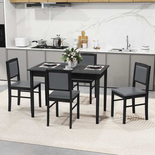 5-Piece Dining Set for 4 with Rubber Wood Legs for Small Dining Room-Gray