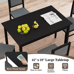 5-Piece Dining Set for 4 with Rubber Wood Legs for Small Dining Room-Gray