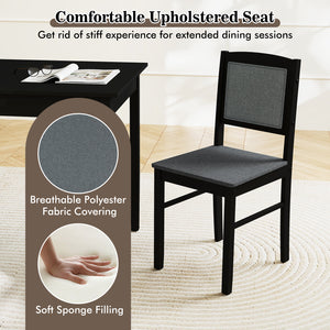 5-Piece Dining Set for 4 with Rubber Wood Legs for Small Dining Room-Gray