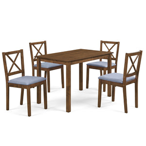 5-Piece Dining Set with Rectangular Table & Fabric Chairs for Small Space-Gray