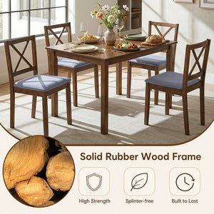 5-Piece Dining Set with Rectangular Table & Fabric Chairs for Small Space-Gray