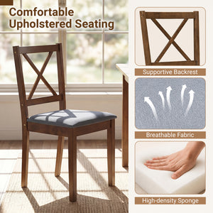 5-Piece Dining Set with Rectangular Table & Fabric Chairs for Small Space-Gray