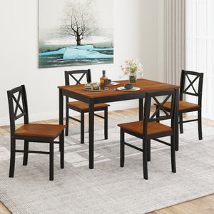 5 Piece Dining Table Set with Rectangular Kitchen Table and 4 Chairs for 4 People-Coffee
