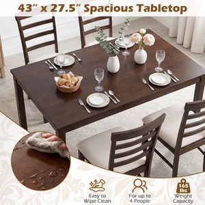 5-Piece Dining Table Set for 4 with Upholstered Chairs for Small Space and Dining Room-Brown