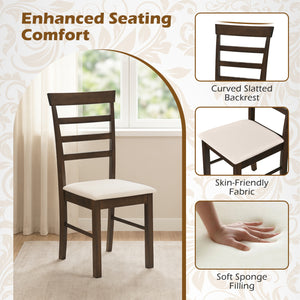 5-Piece Dining Table Set for 4 with Upholstered Chairs for Small Space and Dining Room-Brown
