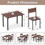 5 Piece Dining Table Set Industrial Style Kitchen Table and Chairs for 4-Walnut