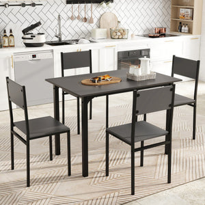 5 Piece Dining Table Set Industrial Style Kitchen Table and Chairs for 4-Grey