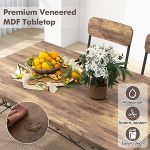 5-Piece Industrial Dining Table Set for 4 for Small Place Apartment-Brown