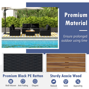 5 Piece Outdoor Furniture Set with Solid Tabletop and Soft Cushions-Black