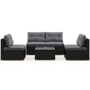 5-Piece Outdoor Patio Furniture Set with Cushions and Coffee Table-Gray