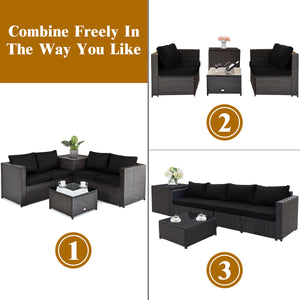 5 Piece Patio Furniture Set with 50000 BTU Propane Fire Pit Table-Black