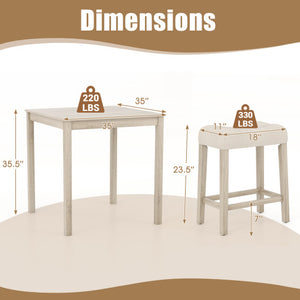 5 Pieces Bar Table Set with Square Table and 4 Padded Stools-Gray