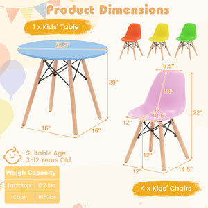 5 Pieces Kid's Colorful Set with 4 Armless Chairs-Multicolor