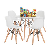 5 Pieces Kids Mid-Century Modern Table Chairs Set