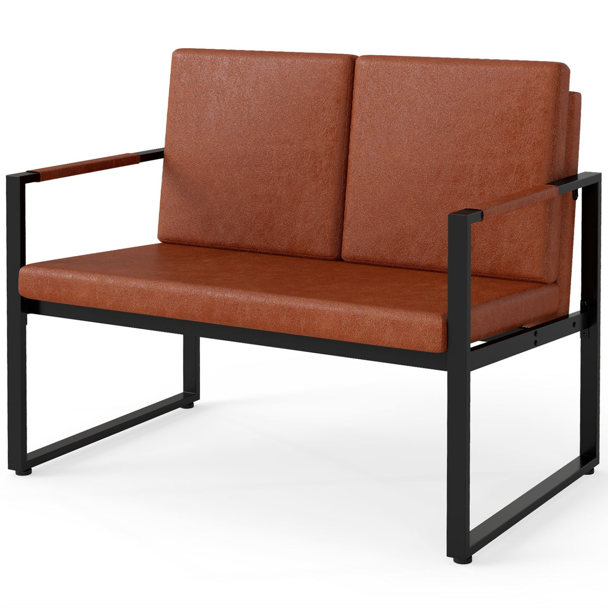 5 Pieces Living Room Set with 2 Accent Chairs and 2 Coffee Tables-Brown