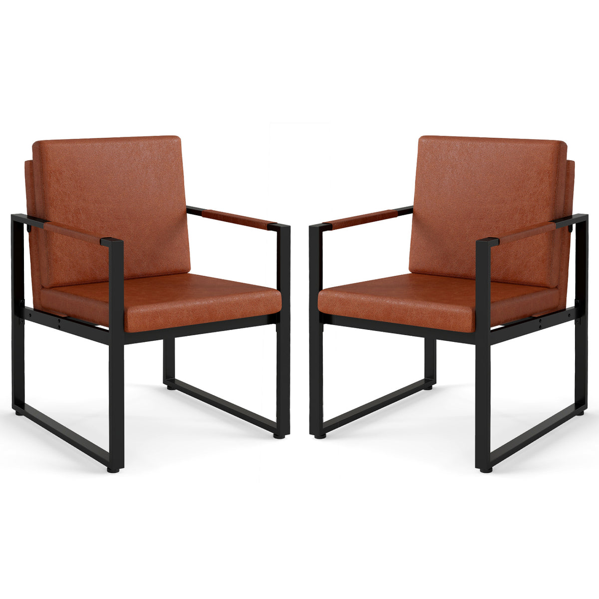 5 Pieces Living Room Set with 2 Accent Chairs and 2 Coffee Tables-Brown