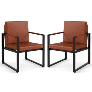 5 Pieces Living Room Set with 2 Accent Chairs and 2 Coffee Tables-Brown