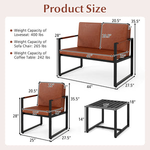 5 Pieces Living Room Set with 2 Accent Chairs and 2 Coffee Tables-Brown