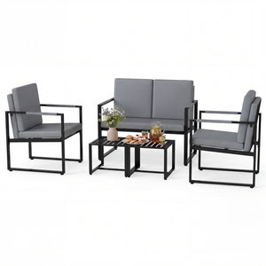 5 Pieces Living Room Set with 2 Accent Chairs and 2 Coffee Tables-Gray