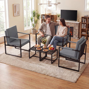 5 Pieces Living Room Set with 2 Accent Chairs and 2 Coffee Tables-Gray