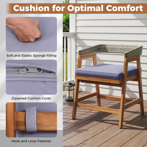 5 Pieces Patio Dining Set with Cushions and PE Rattan Backrest for Garden and Backyard