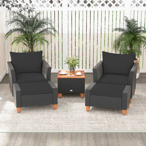 5 Pieces Patio Furniture Set with Loveseat and Armchairs for Porch-Black
