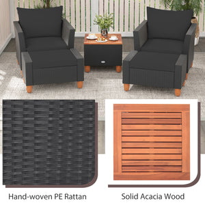 5 Pieces Patio Furniture Set with Loveseat and Armchairs for Porch-Black