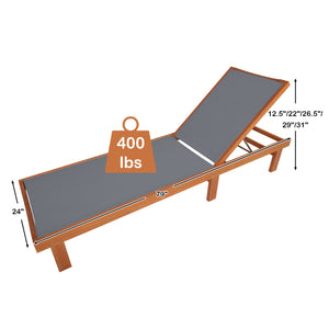 5-Postion Backrest Adjustable Outdoor Wood Chaise Lounge Chair-2