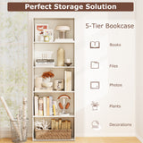 5-Shelf Storage Bookcase Modern Multi-Functional Display Cabinet-White