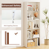5-Shelf Storage Bookcase Modern Multi-Functional Display Cabinet-White