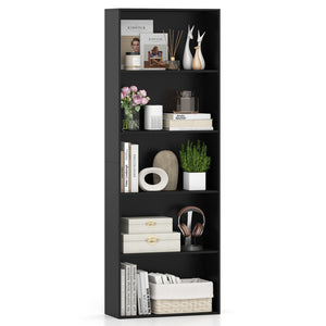 5-Shelf Storage Bookcase Modern Multi-Functional Display Cabinet Furniture-Black