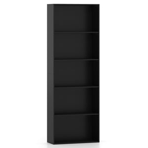 5-Shelf Storage Bookcase Modern Multi-Functional Display Cabinet Furniture-Black
