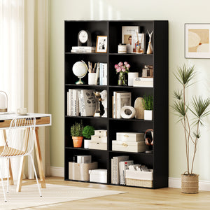5-Shelf Storage Bookcase Modern Multi-Functional Display Cabinet Furniture-Black