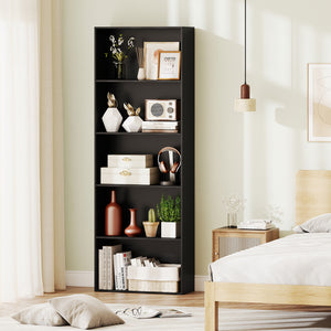 5-Shelf Storage Bookcase Modern Multi-Functional Display Cabinet Furniture-Black