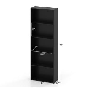 5-Shelf Storage Bookcase Modern Multi-Functional Display Cabinet Furniture-Black