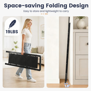 5 Step Black Folding Step Stool with Wide Anti-slip Pedals