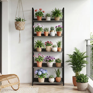 5-Tier Bookshelf Tall Wooden Open Bookcase with Back Panels-Oak