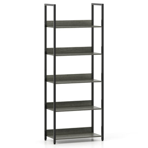 5-Tier Bookshelf Tall Wooden Open Bookcase with Back Panels-Oak