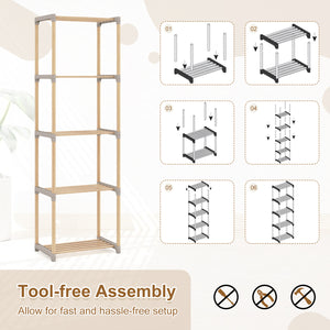 5-Tier Bookshelf with Open Shelves for Home Office and Bathroom-5-Tier
