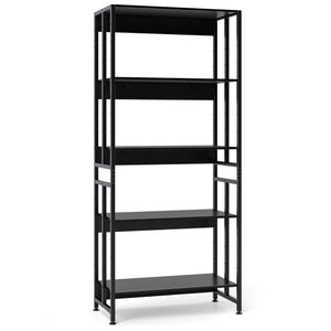 5-Tier Bookshelf with Adjustable and Tiltable Shelves-Black