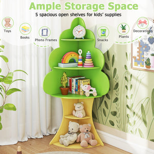 5-Tier Children Book Display Rack with Anti-toppling System-Green