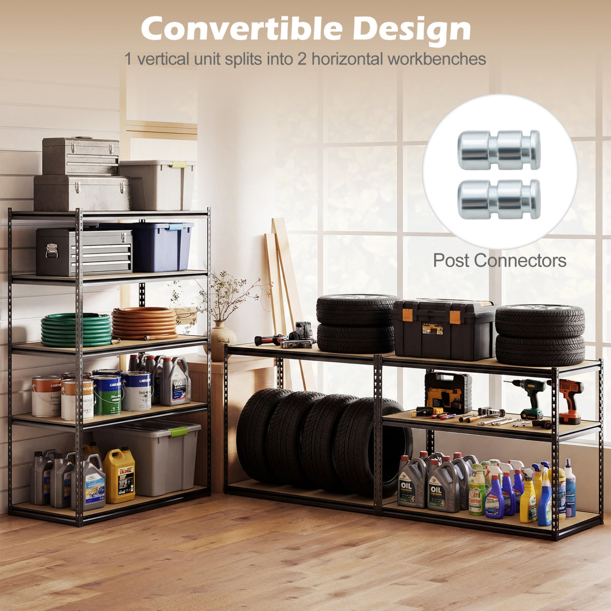 5-Tier Garage Shelving Unit 2200 LBS Heavy Duty Adjustable Utility Rack-Set of 3