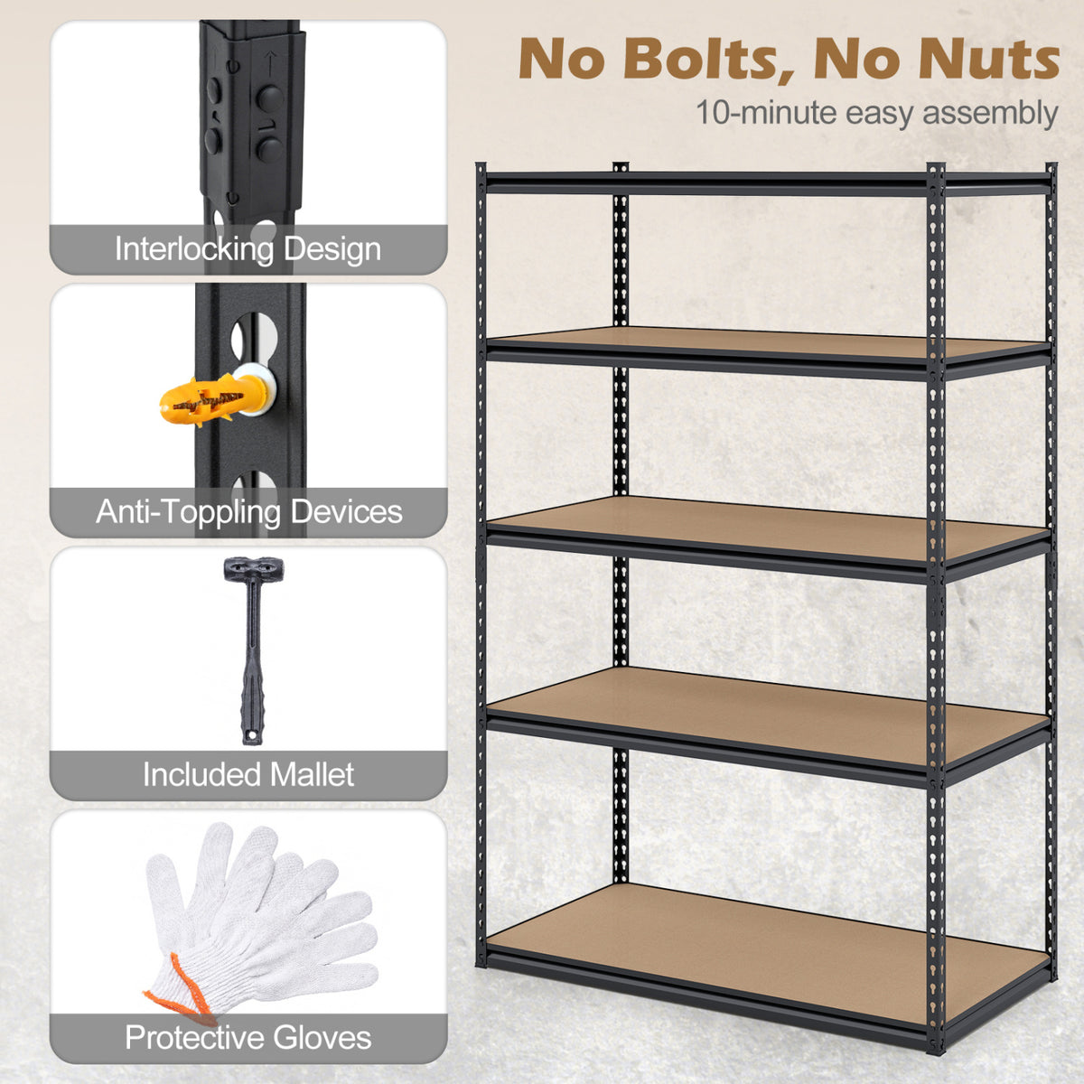 5-Tier Garage Shelving Unit 2200 LBS Heavy Duty Adjustable Utility Rack-Set of 4