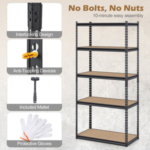 5-Tier Garage Shelving Unit 2200 LBS Metal Storage Shelves Adjustable Utility Rack-Set of 2
